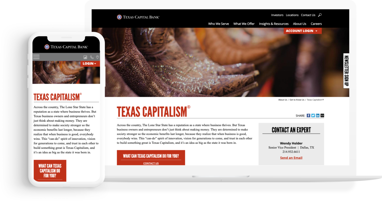 texas capital bank on a phone and computer