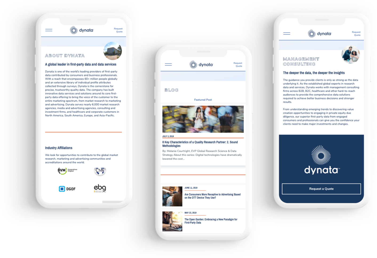 dynata's home page on phone