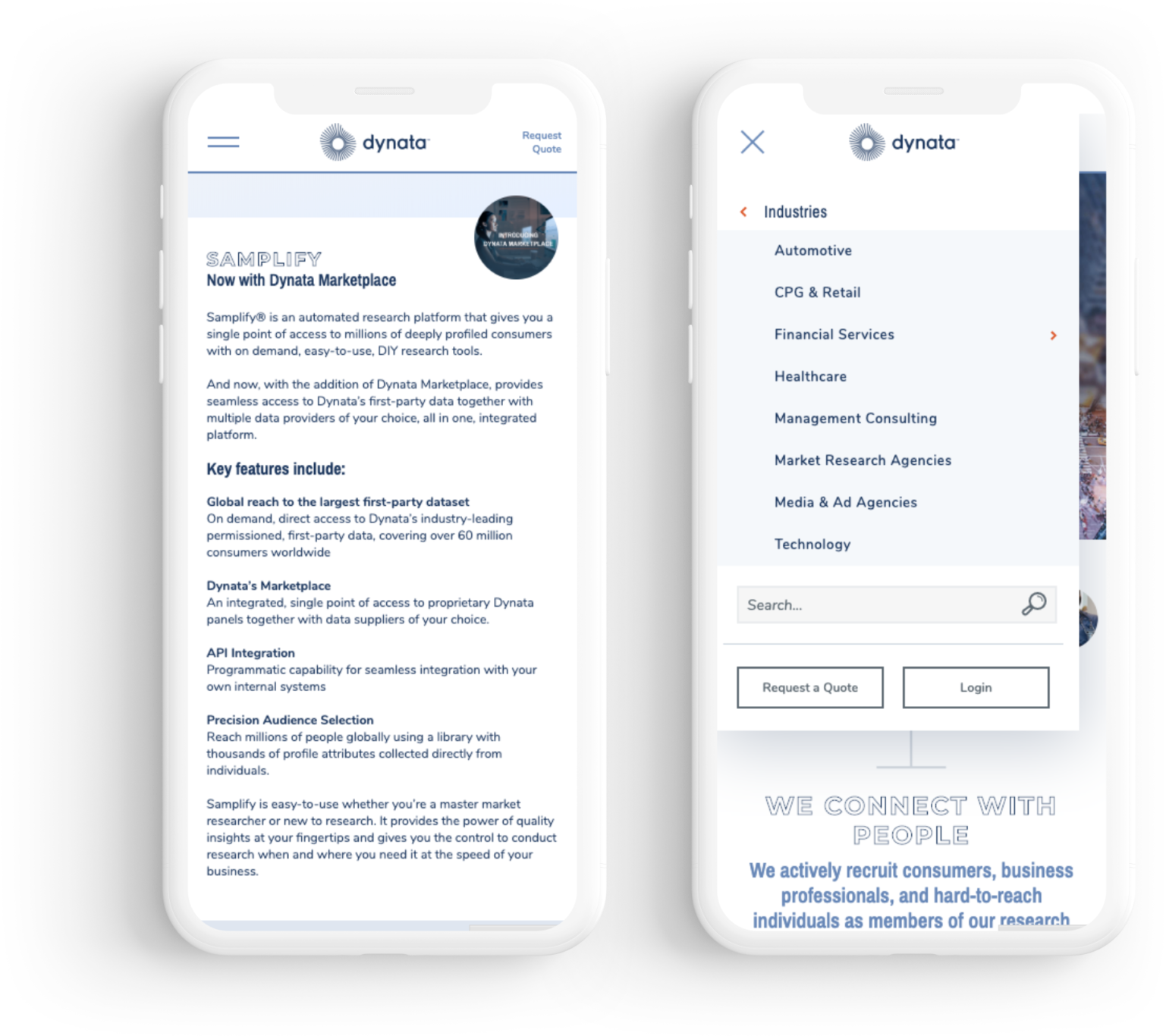 dyanta's website on a phone