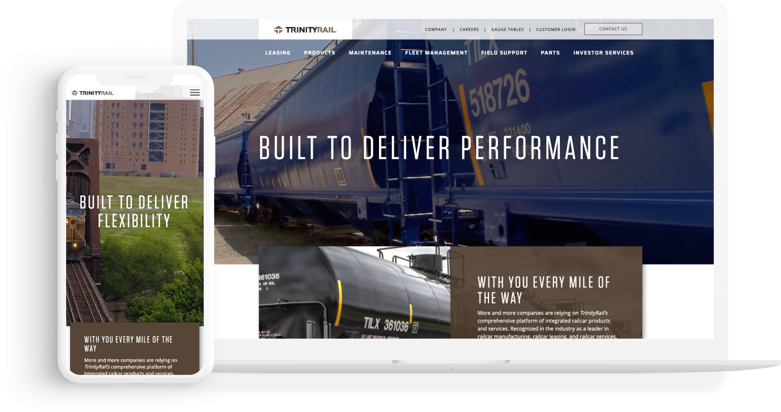 trinityrail home page on phones and computers