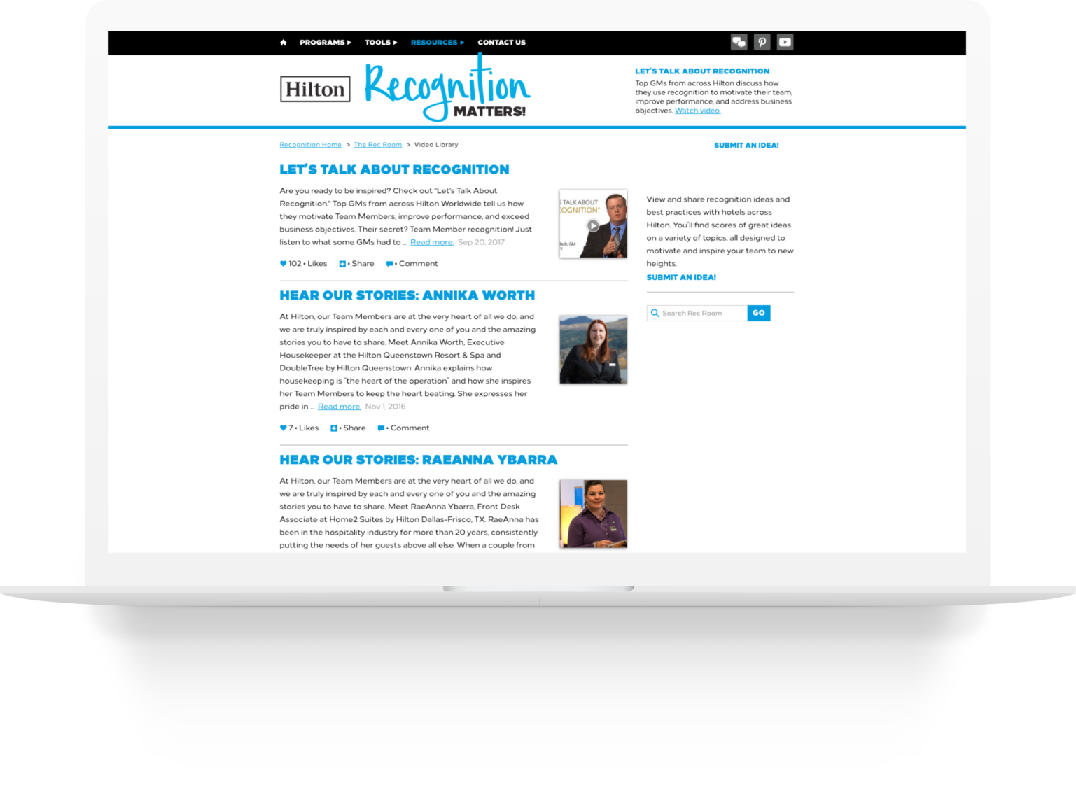 hilton's website on a computer