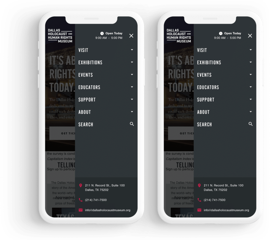 dallas holocaust museum's website on a phone